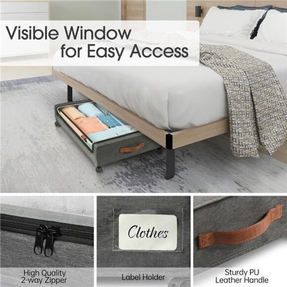 Under Bed Storage with Wheels, 2Pack Under Bed Storage Containers, Shoe Storage - Picture 5 of 7